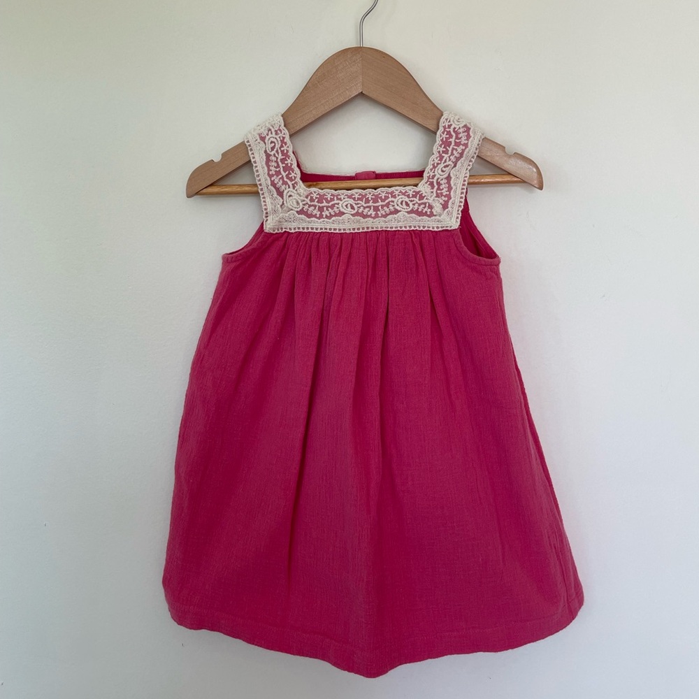 Hanna Andersson Fuchsia Pink Lace Trim Sundress